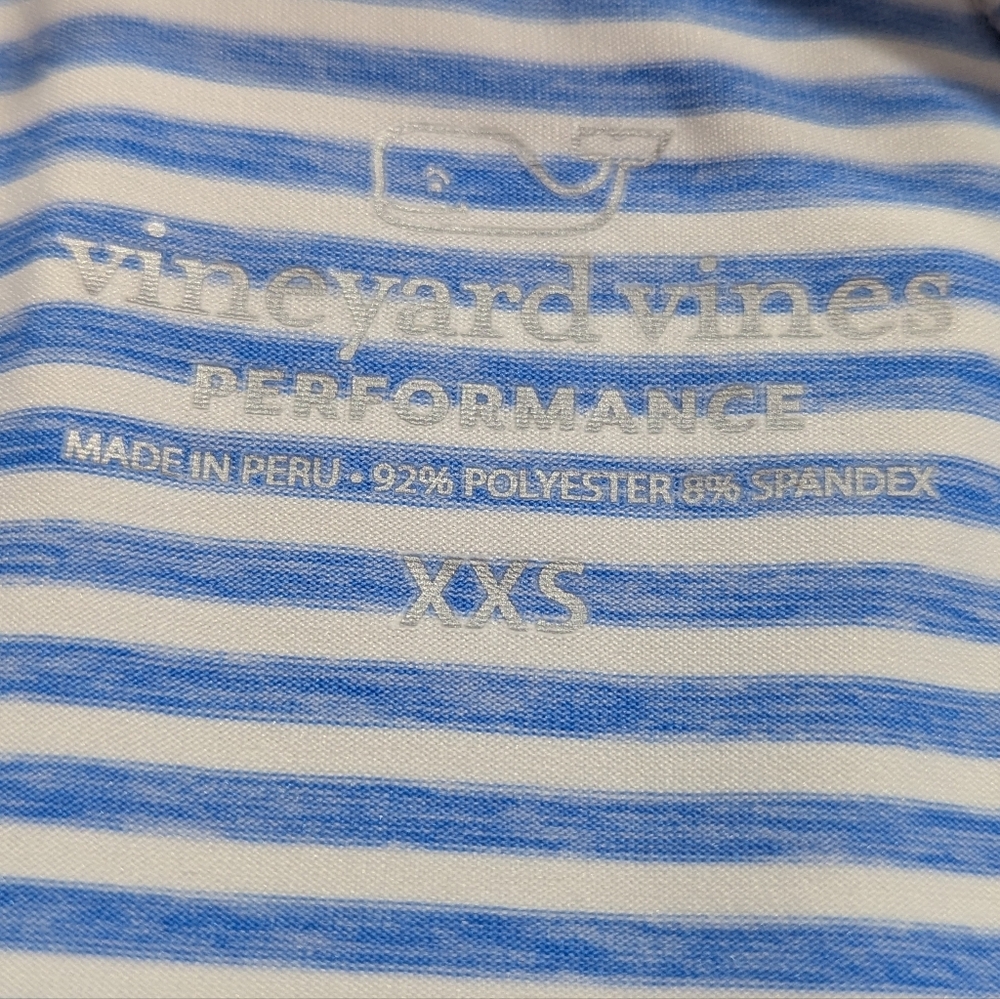 Vineyard Vines Women's Aqua Blue White Stripe Performance 1/4 Zip Top XXS *NWOT - Picture 3 of 15